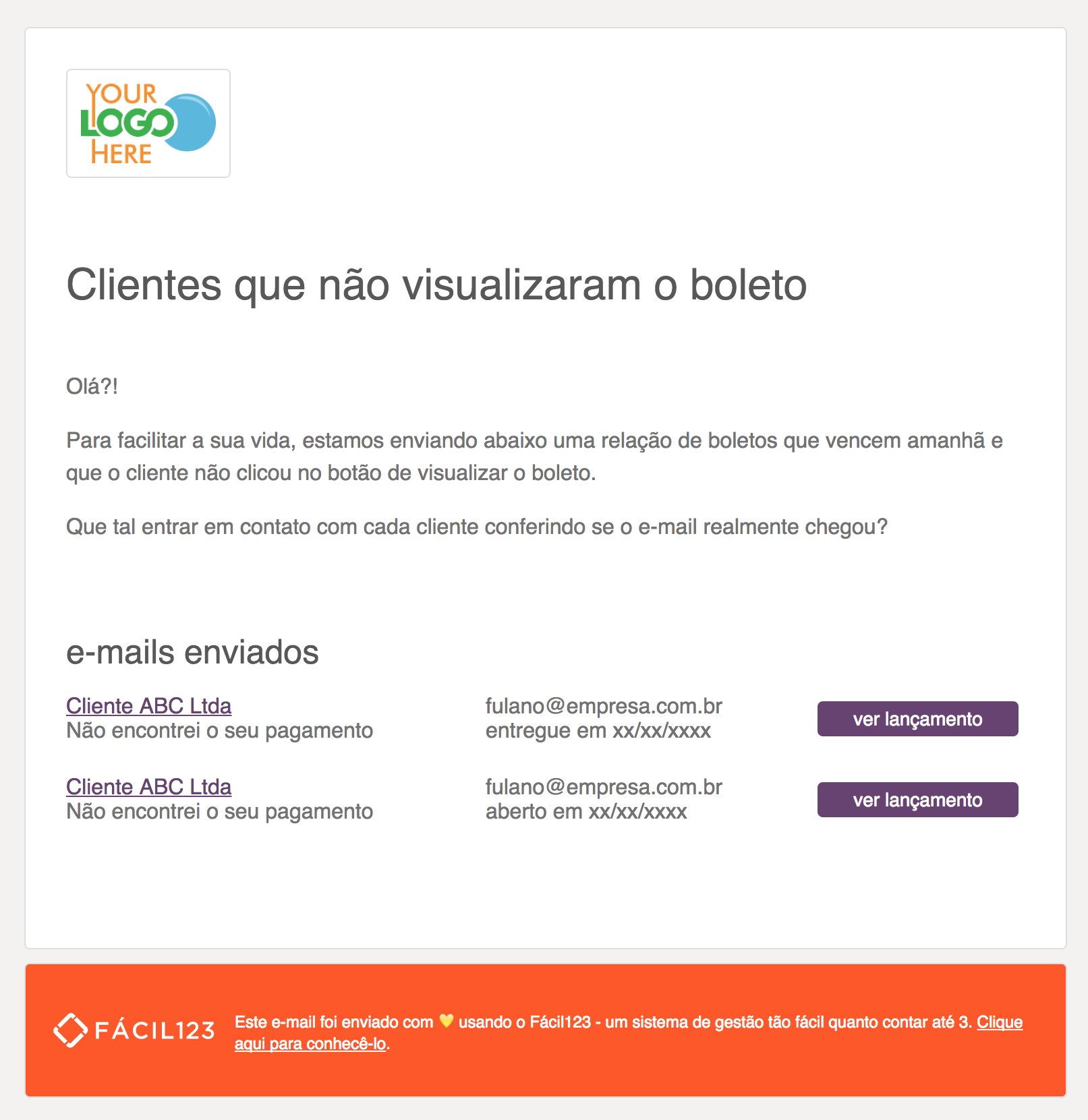 E-mail para clientes que não visualizaram