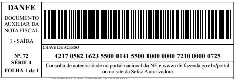 Localização da chave no DANFE