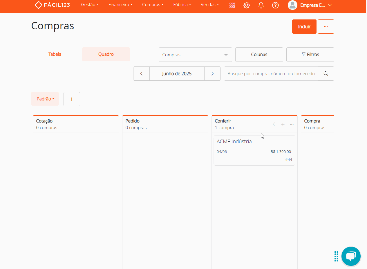 Excluindo uma compra importada automaticamente