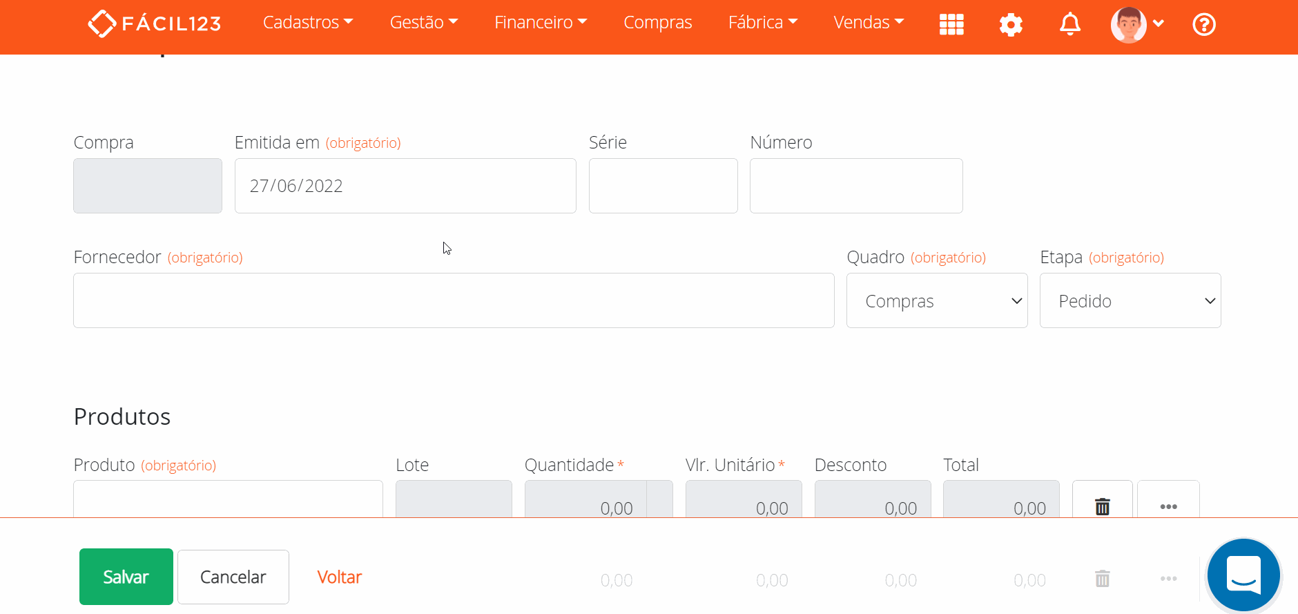 Adicionando uma pessoa na tela de compras