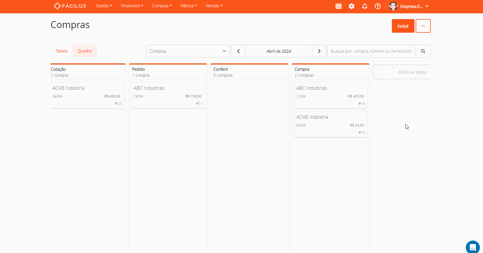 Selecionando compras