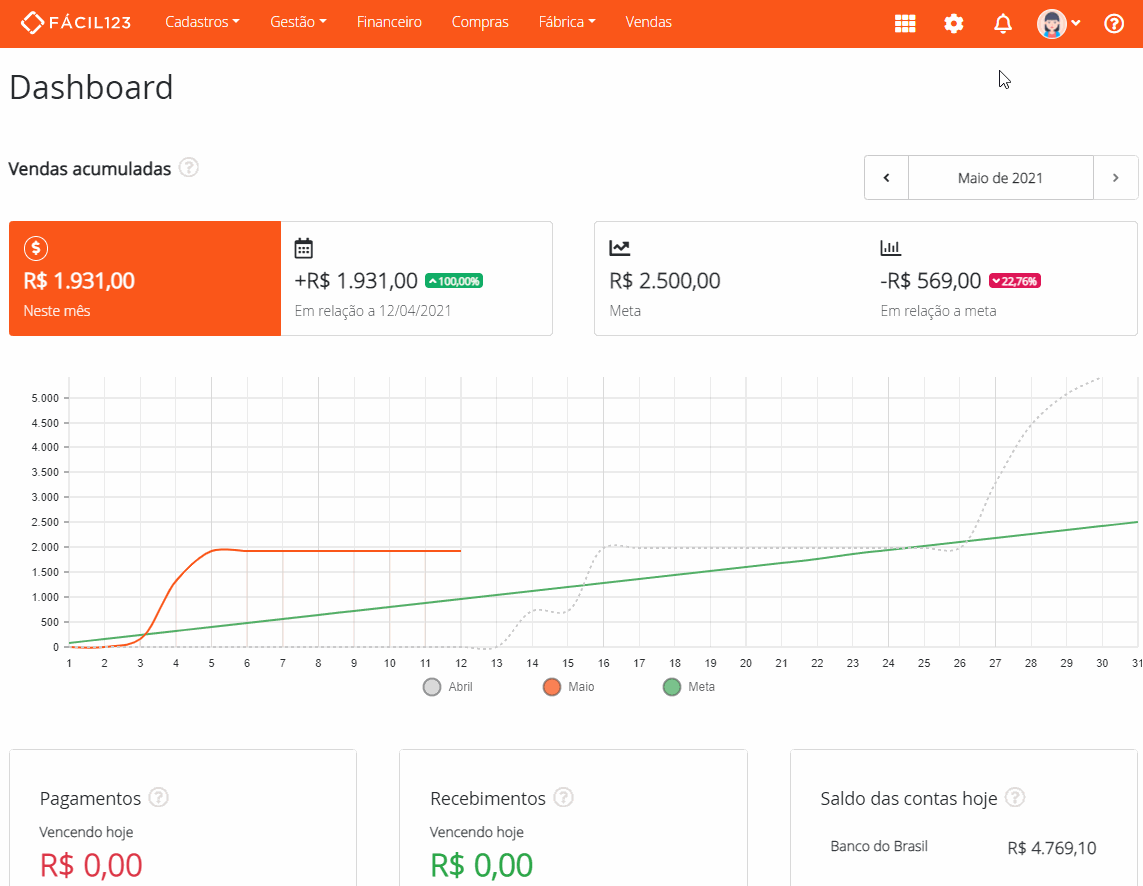 Acessando configurações de compras