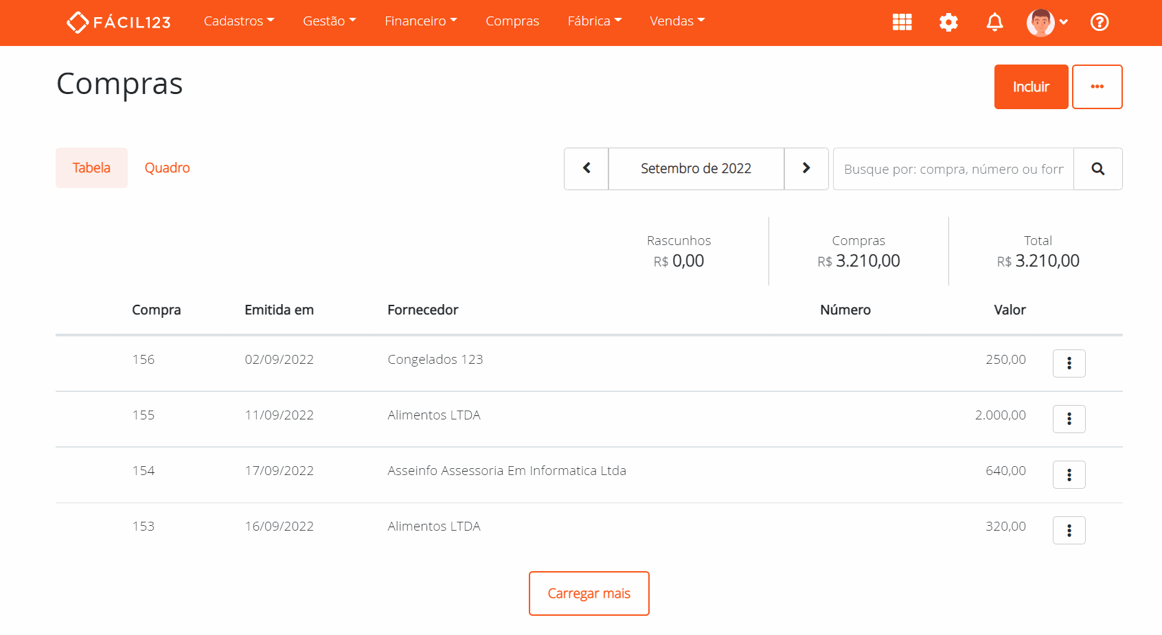 Adicionando lote na compra