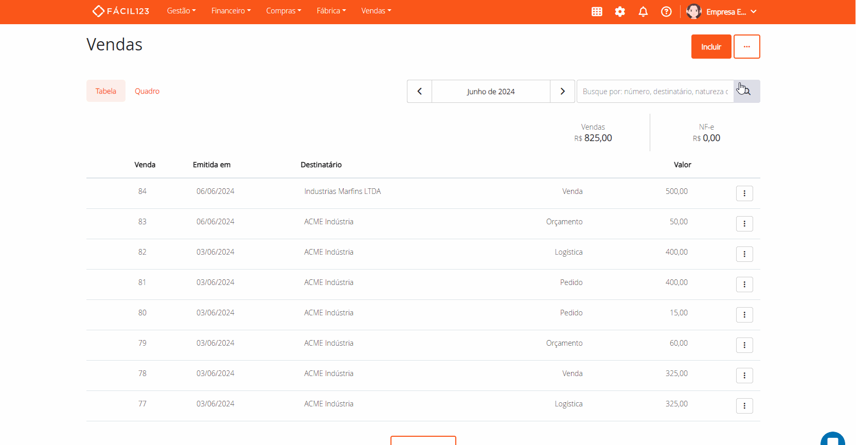 Sugestão de lote nas vendas