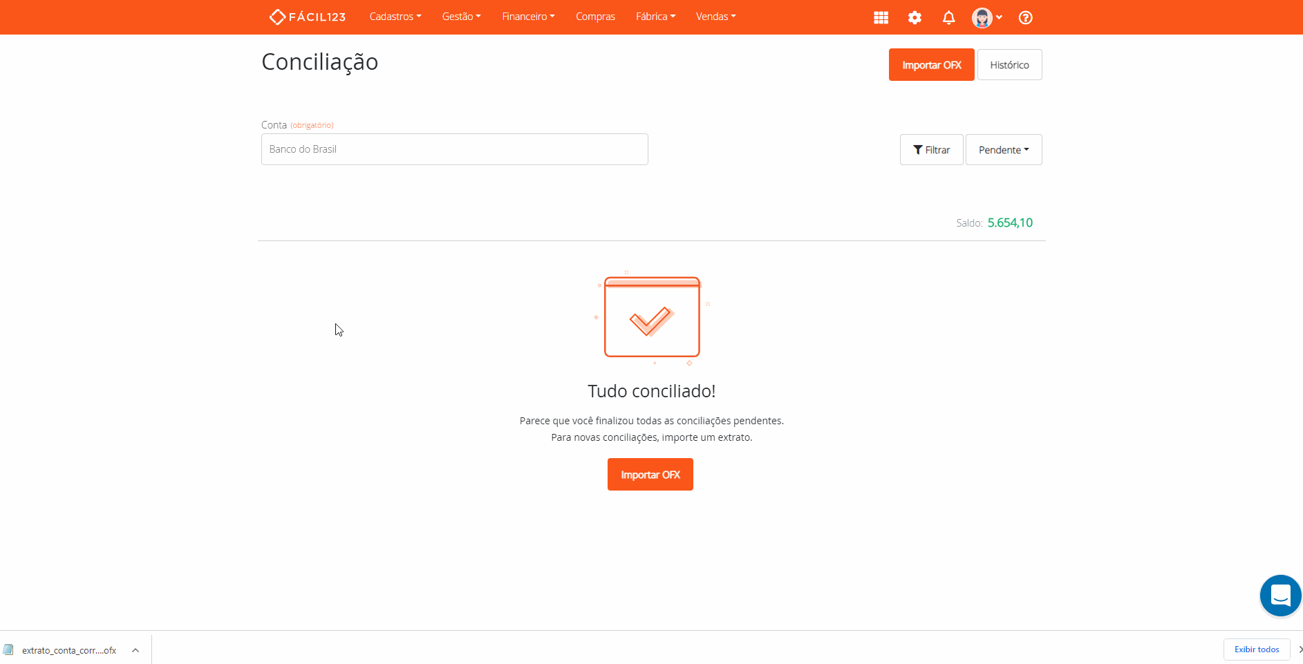 Importando OFX por arrastar e soltar