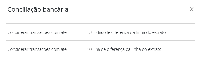 Configuração de sugestão de conciliação