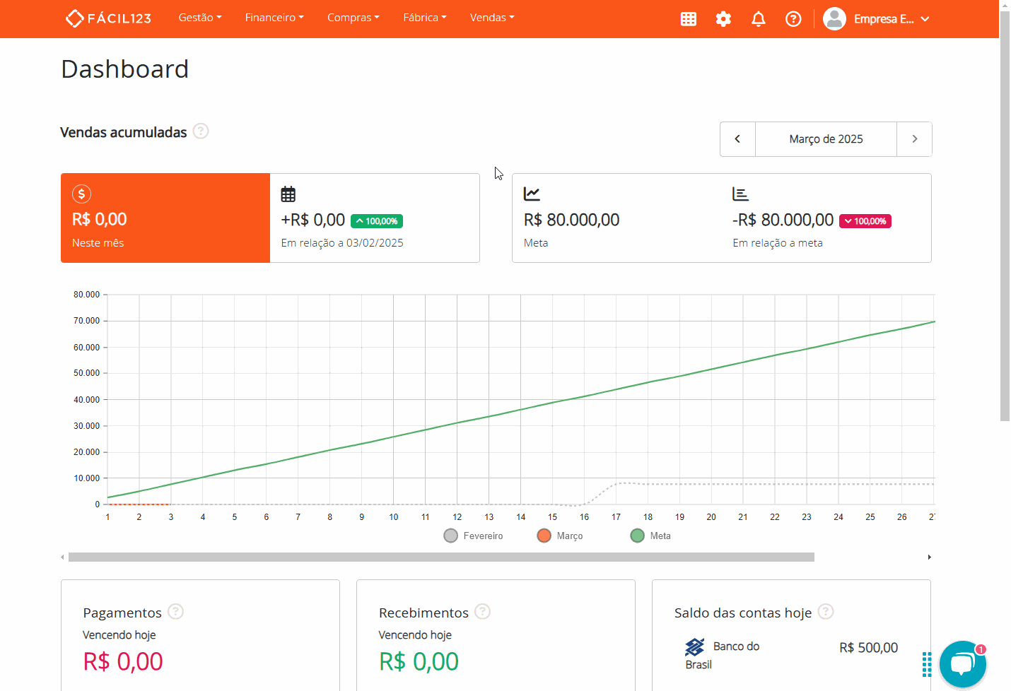 Conciliações pendentes no Dashboard
