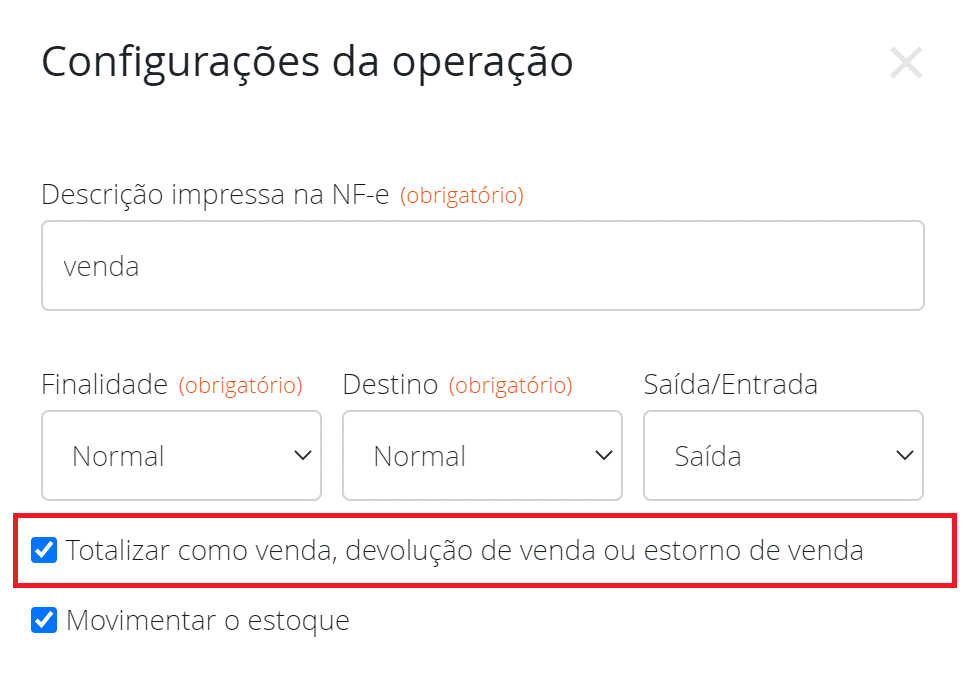 Configurando operações