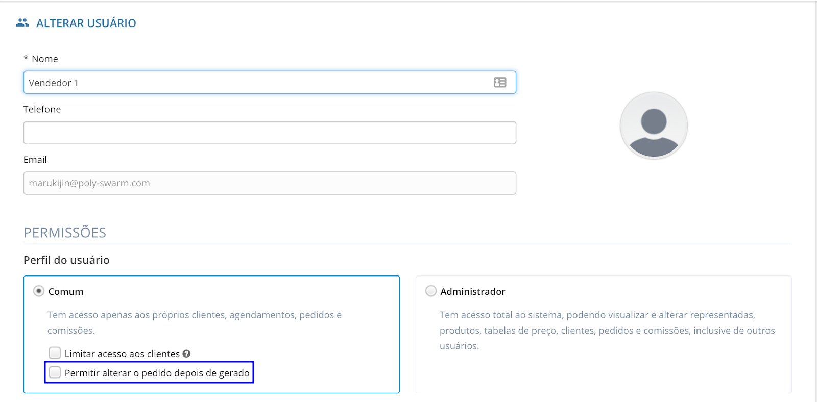 Configurando vendedor Mercos