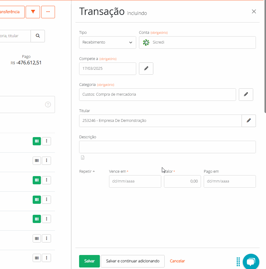 Editando pessoa na transação