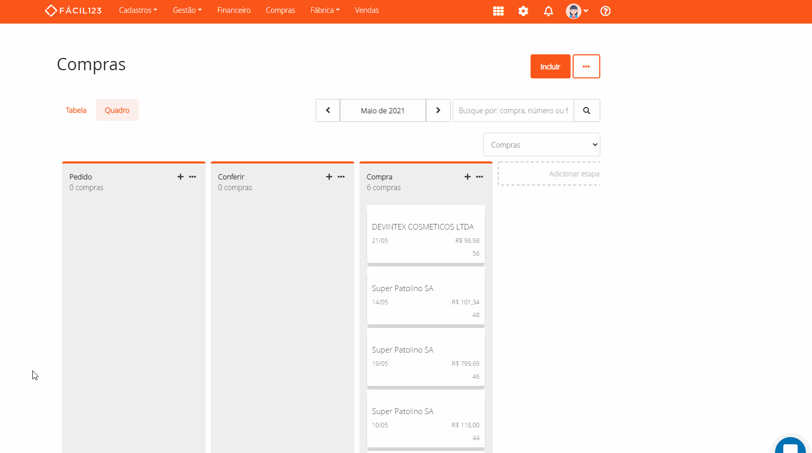 Imprimindo vários DANFEs no quadro de compras