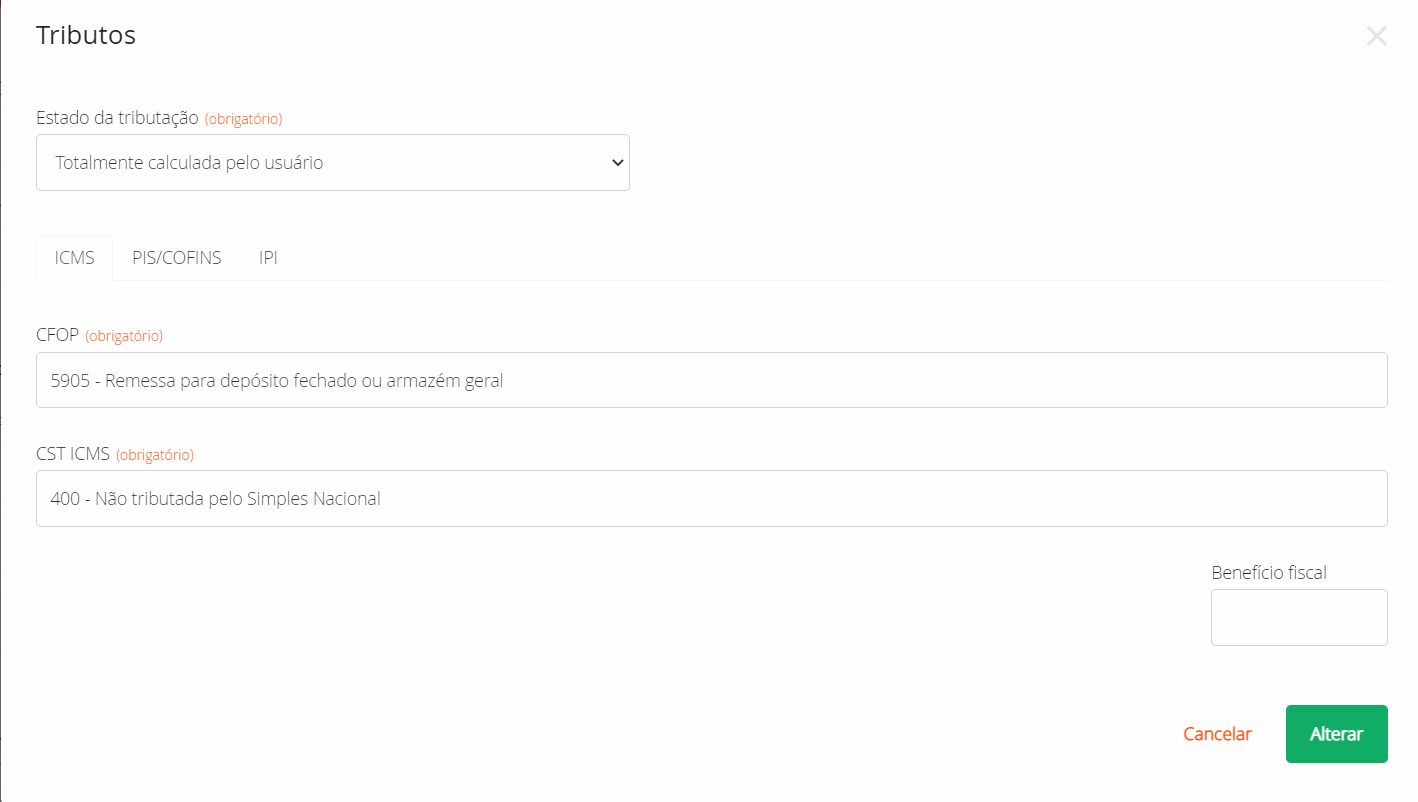 Outros impostos alteração