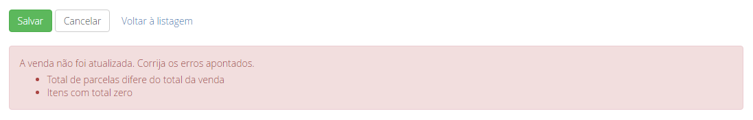 Erro itens com total zero