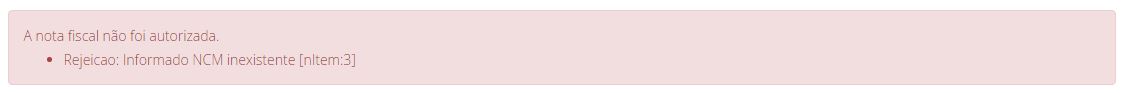 Erro NCM inexistente