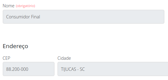 Cadastro Consumidor Final
