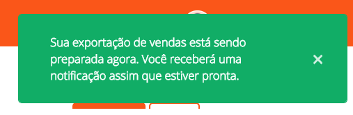 Mensagem de exportação sendo preparada