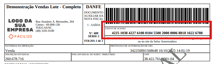 Localizando chave de acesso