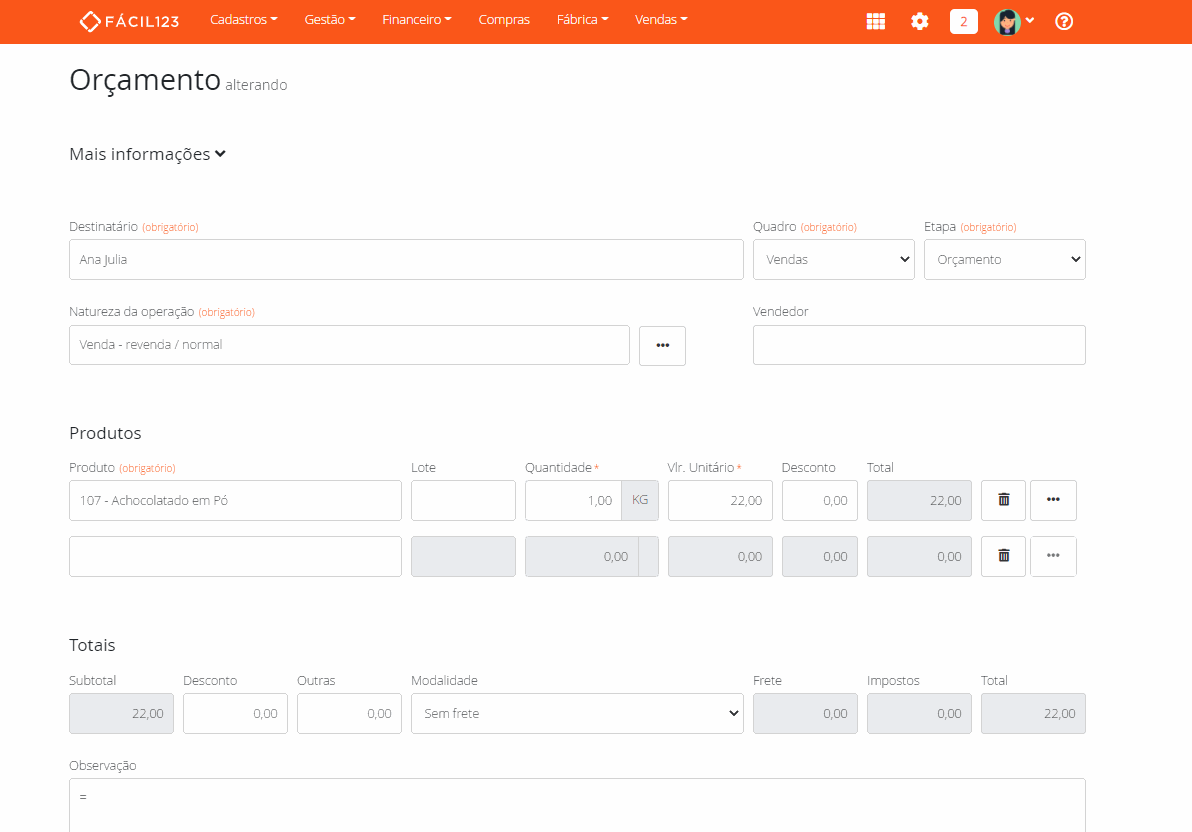 Conteúdo salvo na venda