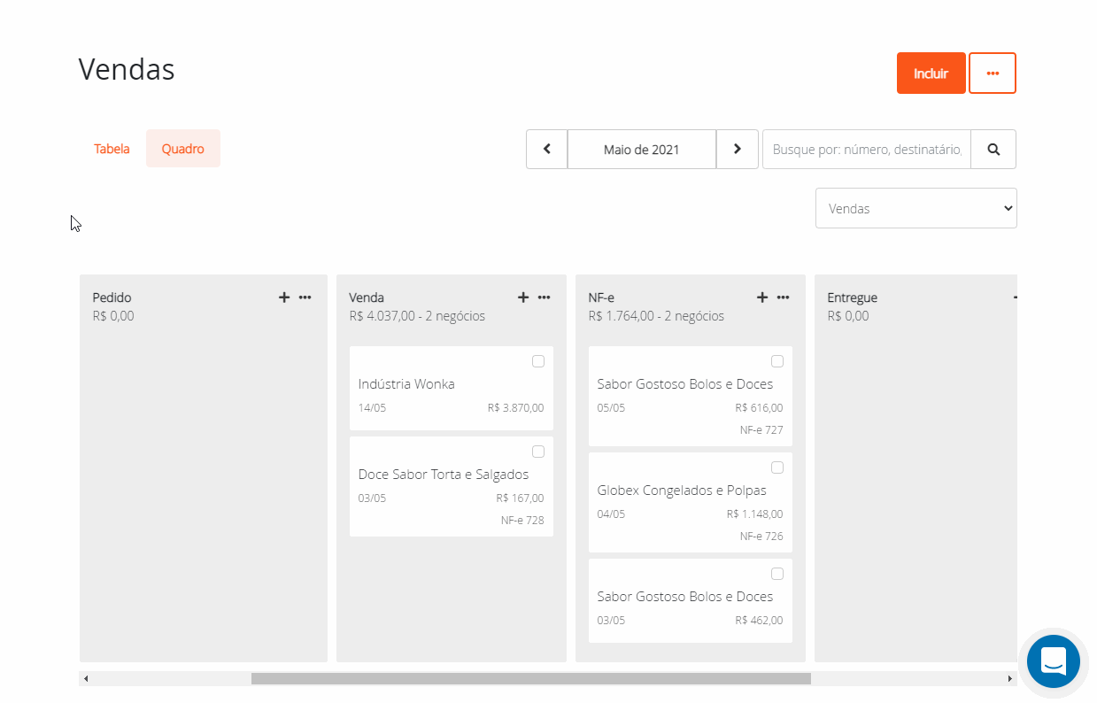 Vendas Download do XML no quadro